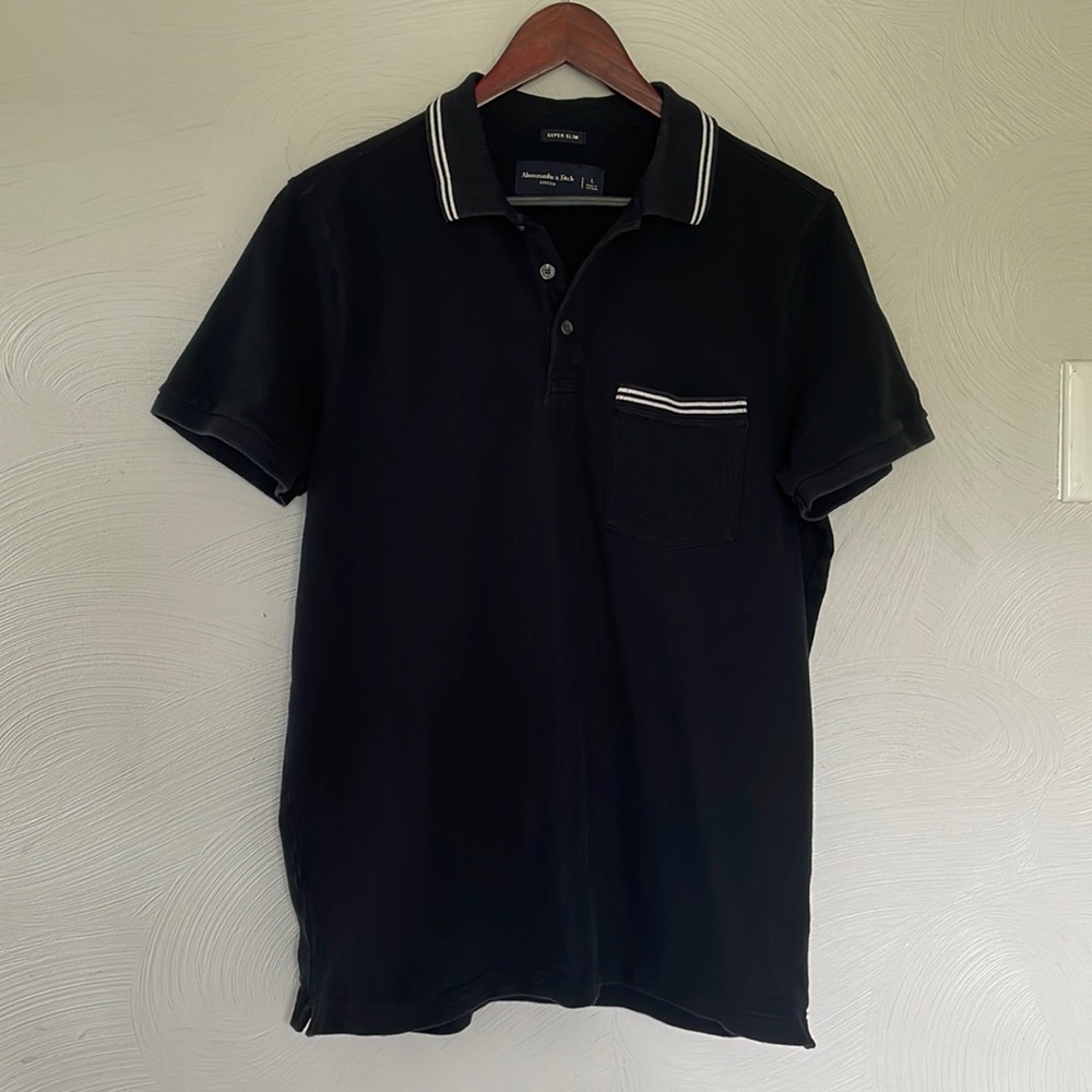 Abercrombie & Fitch Black Tipped Polo, size L (“Super Slim”)